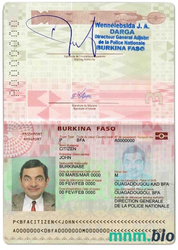 Szablon paszportu Burkina Faso w formacie PSD, w pełni edytowalny (2018 – obecnie) przykład w formacie PSD